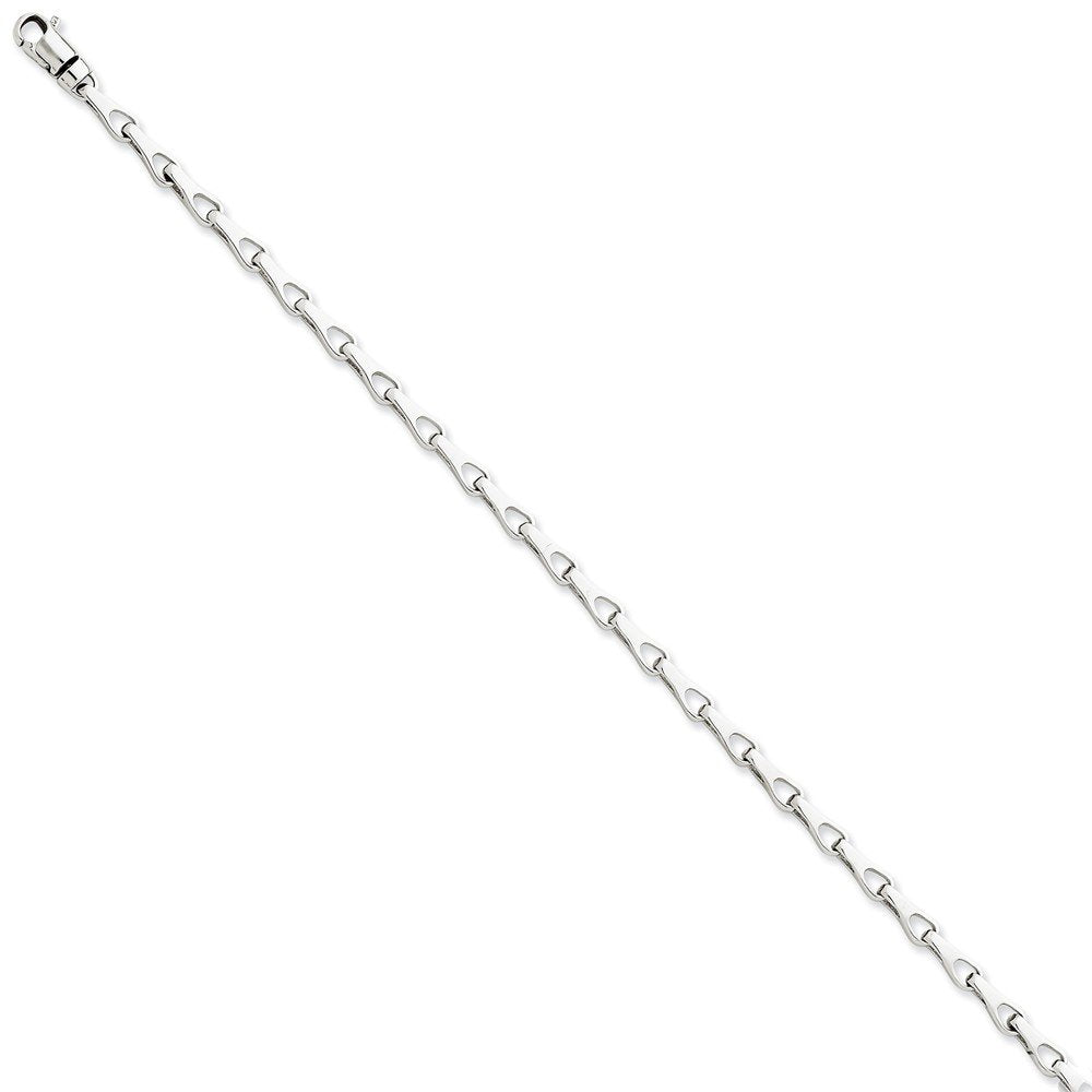 14K White Gold 8.25 inch 3.5mm Hand Polished Fancy Link with Lobster Clasp Bracelet