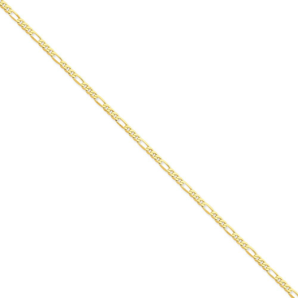 14K 8 inch 3mm Flat Figaro with Lobster Clasp Bracelet