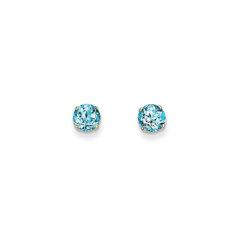 14k 5mm Blue Topaz Earrings - December