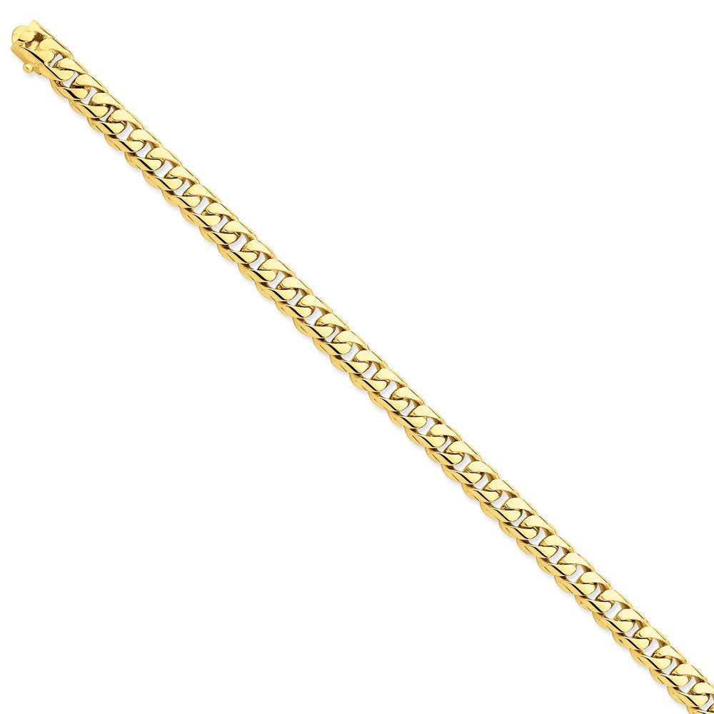 14K 8 inch 7.25mm Hand Polished Rounded Curb Link with Box Catch Clasp Bracelet