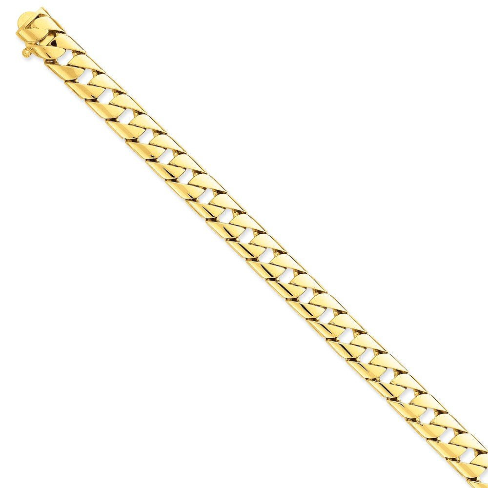 14K 8 inch 10.2mm Hand Polished Fancy Link with Box Catch Bracelet