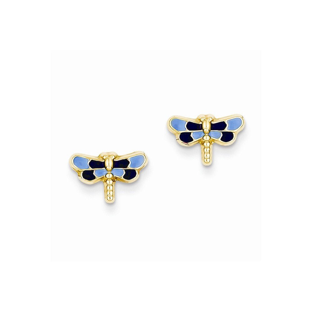 14k Enameled Dragonfly Earrings