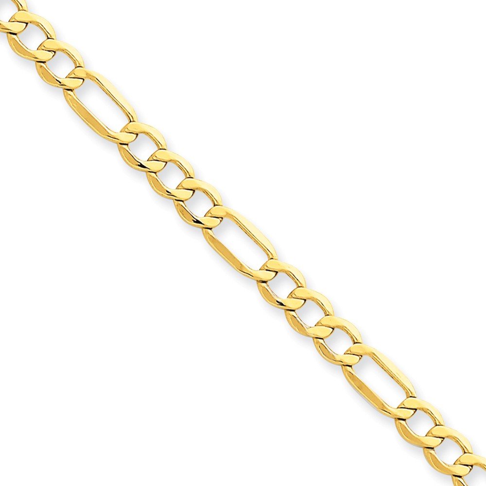 14K 7 inch 4.2mm Semi-Solid Figaro with Lobster Clasp Bracelet