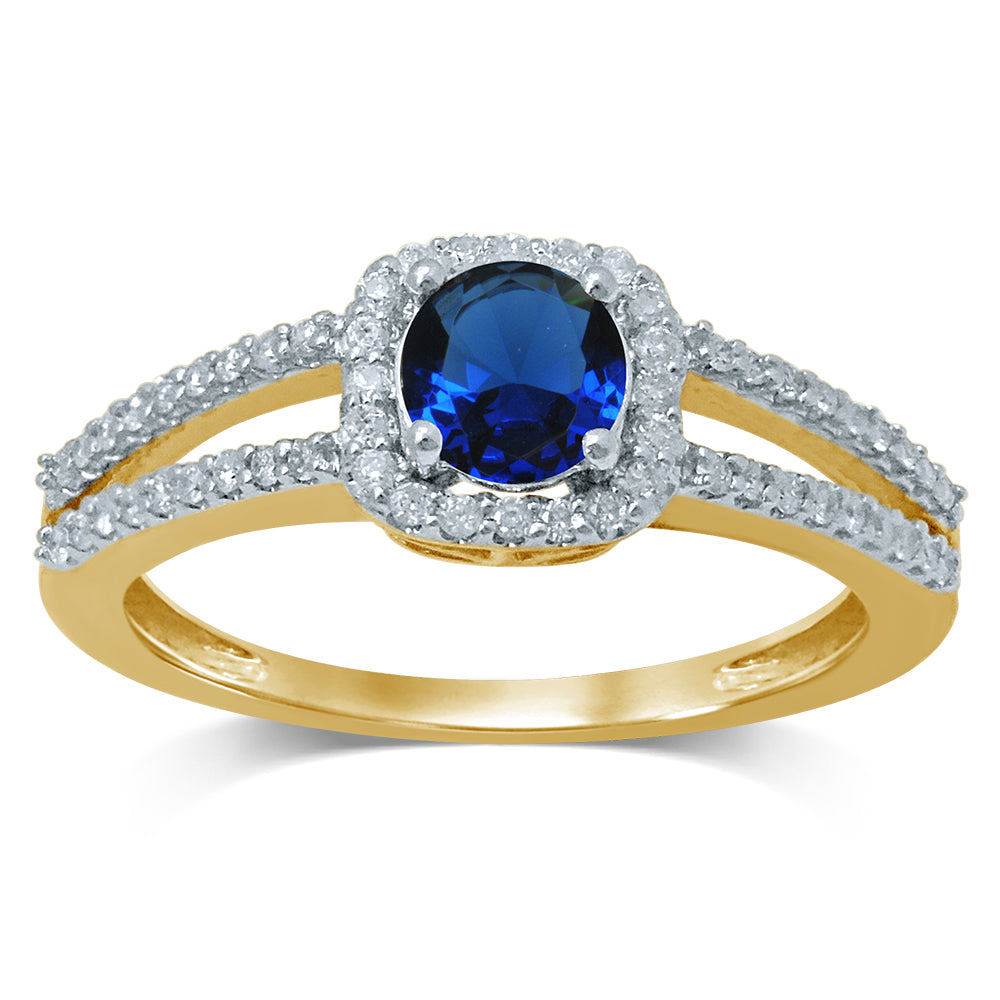 14K White Gold Beautiful 0.25Ct Diamond Sapphire Ring