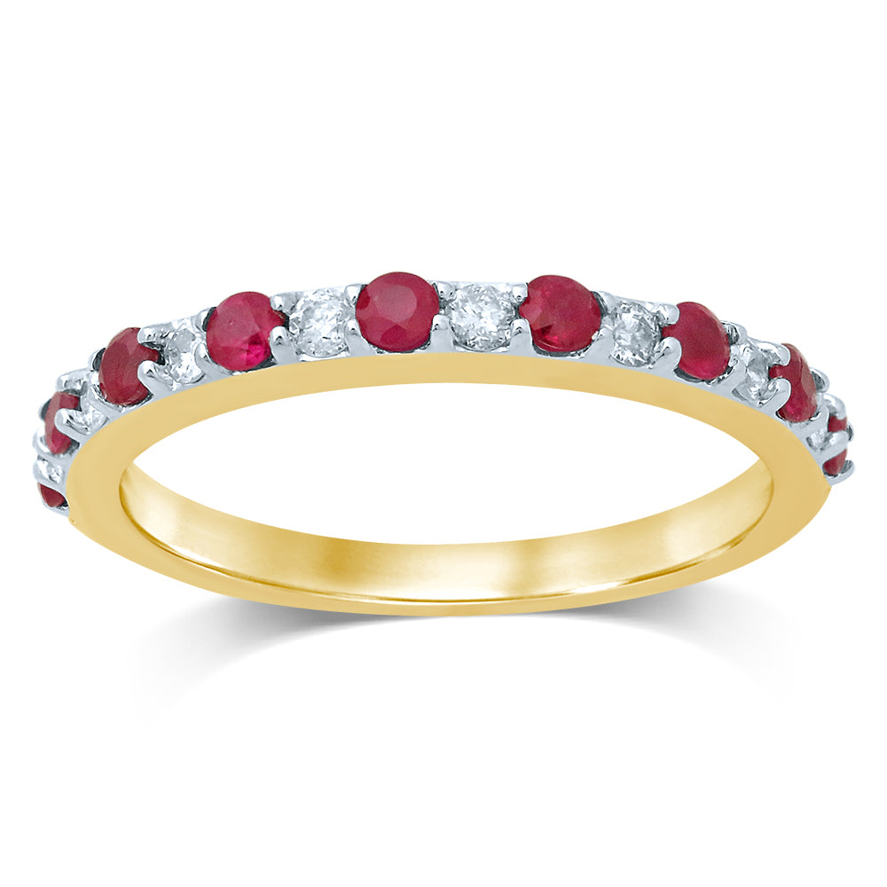 14K White Gold Beautiful Diamond  Ruby  Band