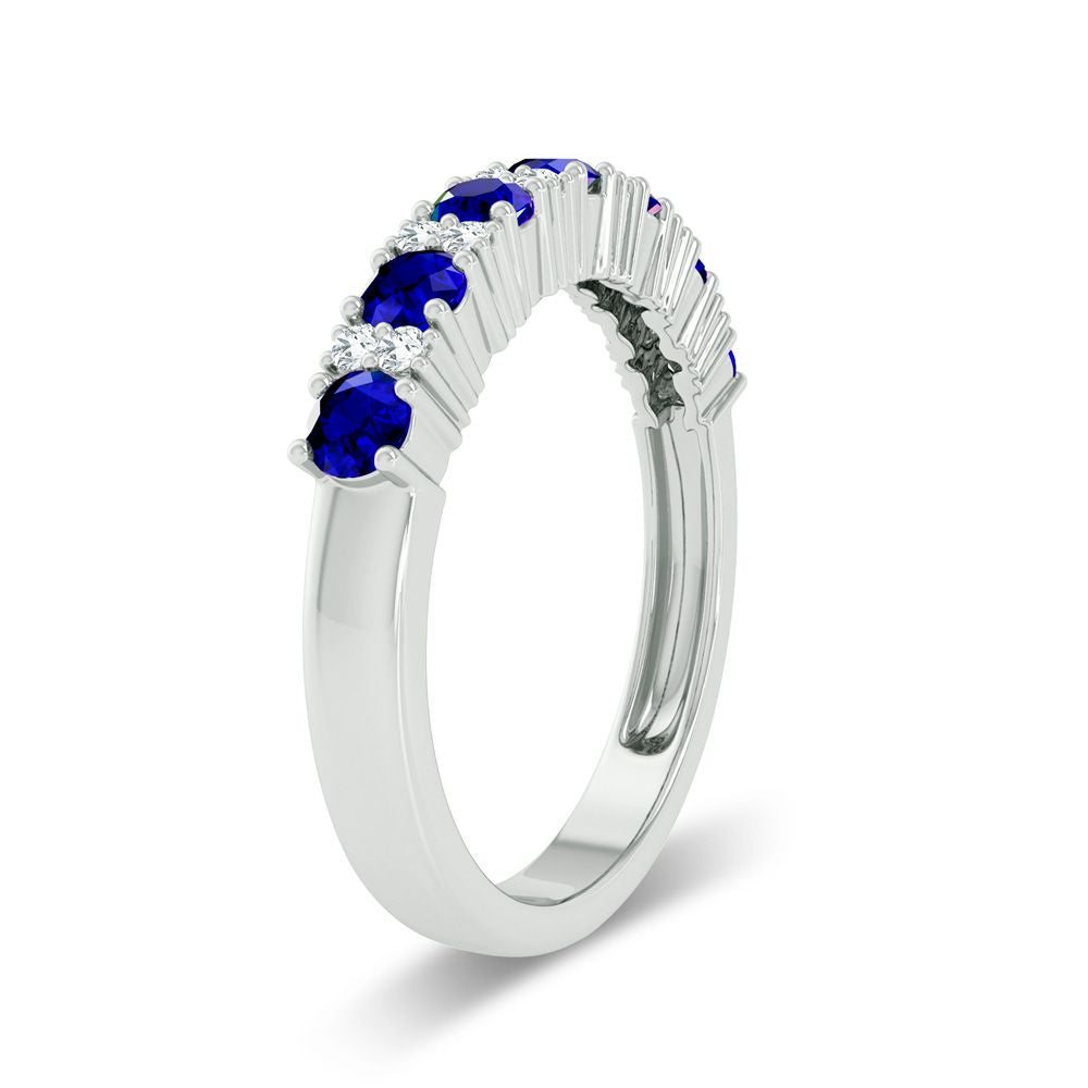 14K White Gold 0.10Ct Diamond Sapphire Ring