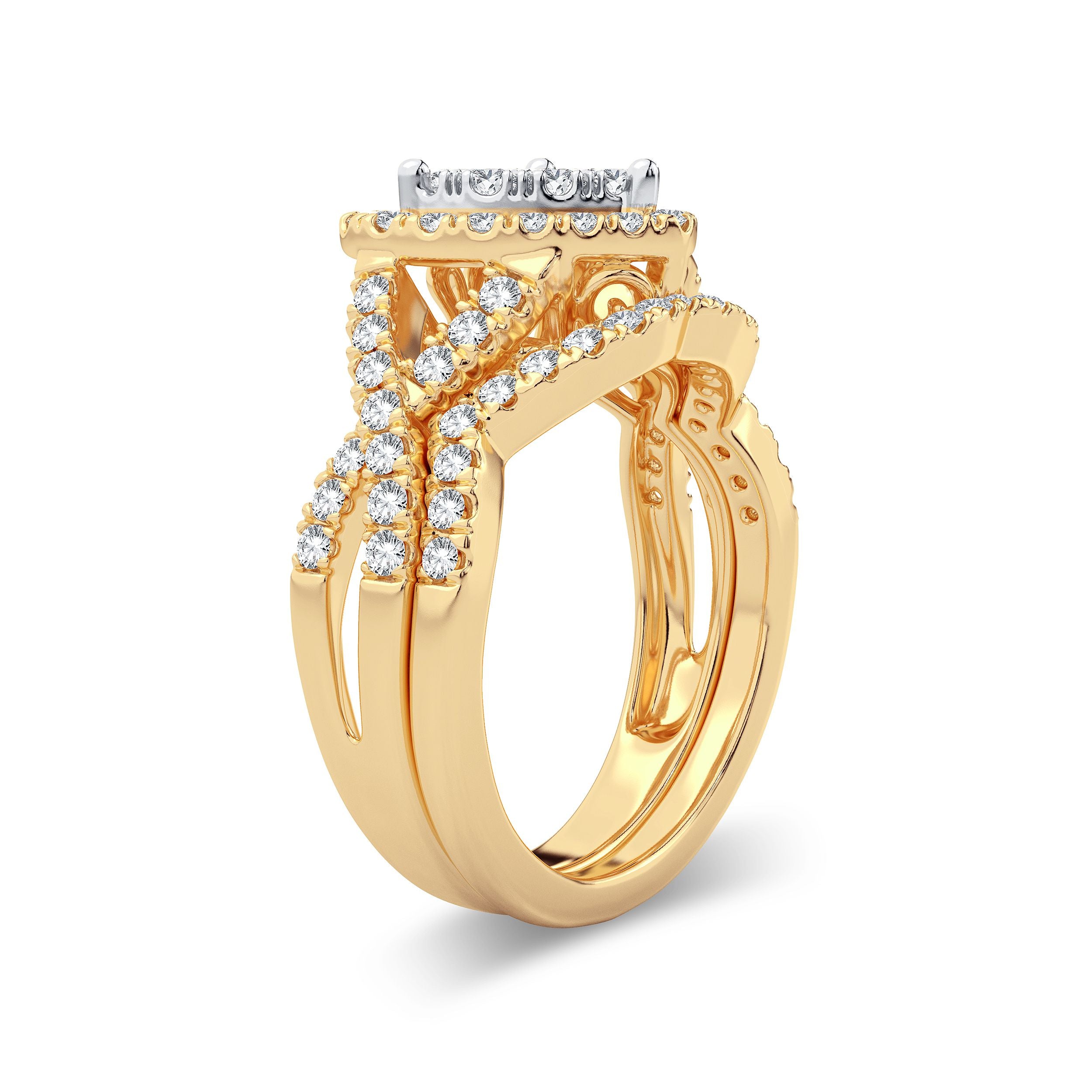 14K Yellow Gold Dazzling 1.00Ct Diamond Bridal Ring