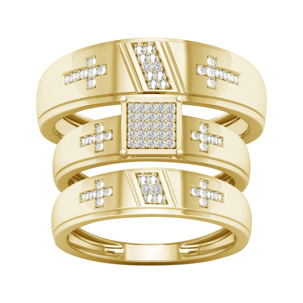 10K Yellow Gold Beautiful 0.07Ct Diamond Trio Set