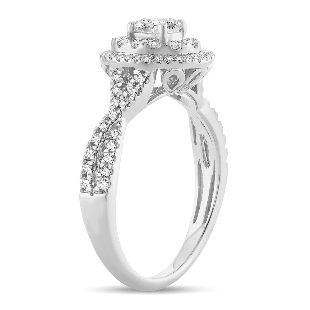 14K White Gold Beautiful 0.75Ct Engagement Ring