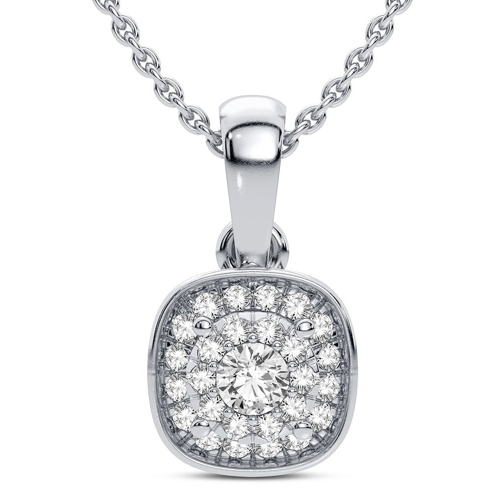 14K White Gold Dazzling 0.13Ct Diamond Pendant