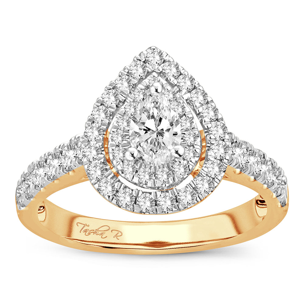 14K Yellow Gold Dazzling 1.00Ct Engagement Ring