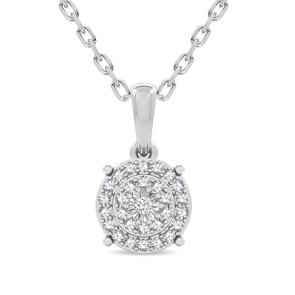 14K White Gold Gorgeous 0.20Ct Diamond Pendant