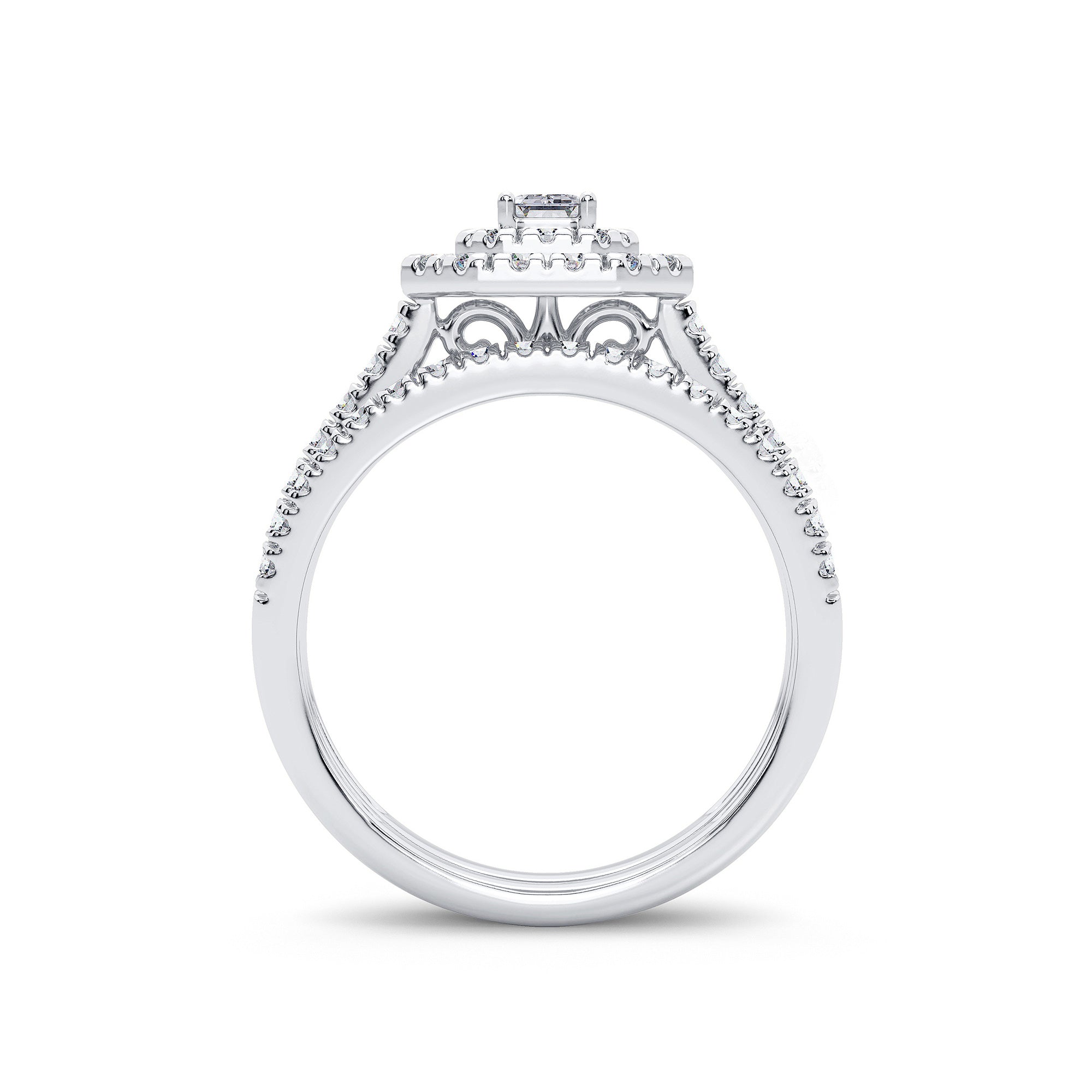 14K White Gold Magnifcnet 1.00Ct Diamond Bridal Ring