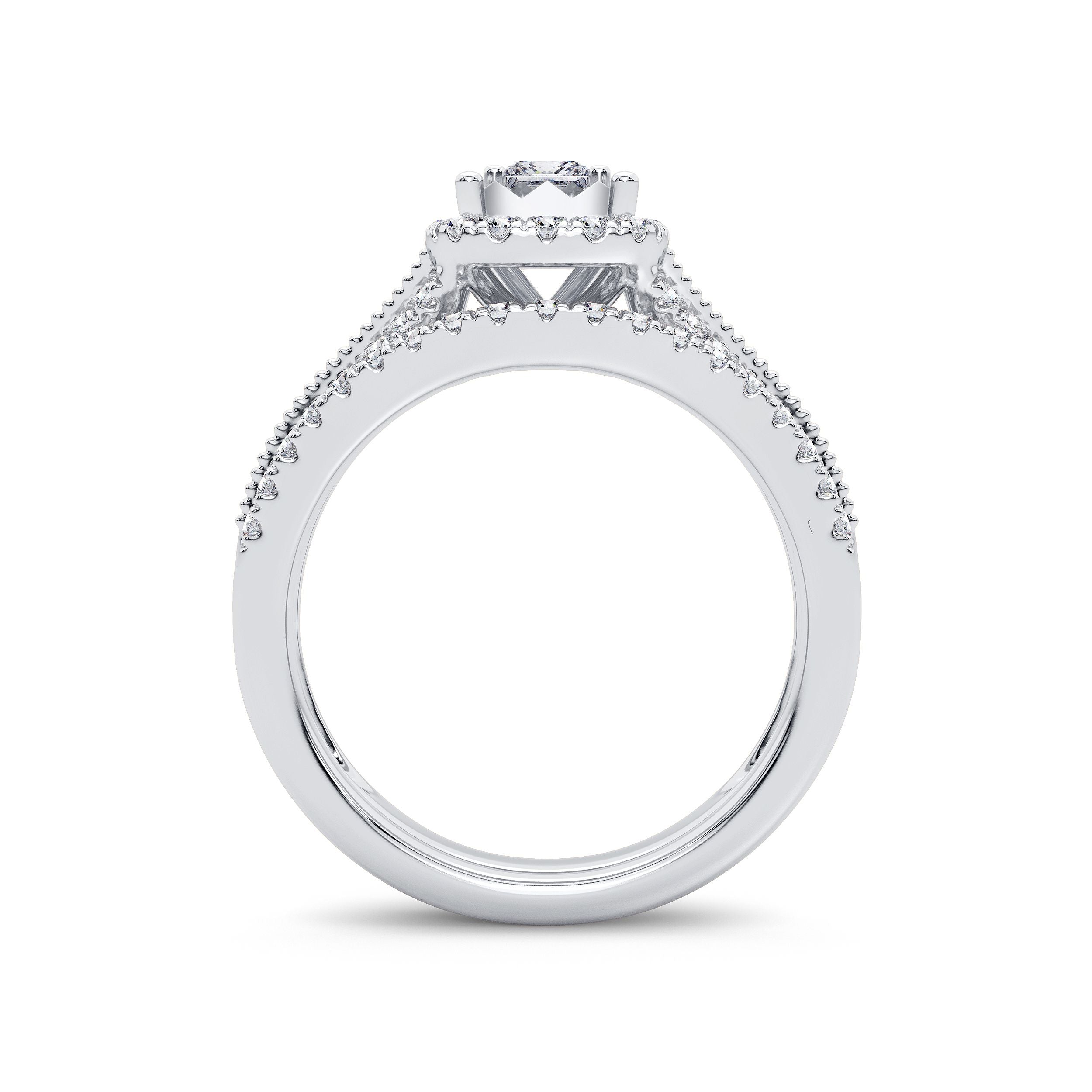 14K White Gold Elegant 0.75Ct Diamond Bridal Ring