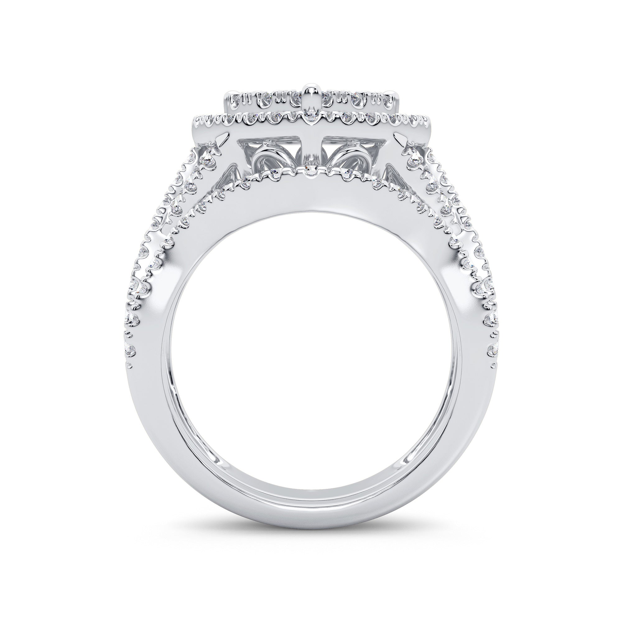 14K White Gold Elegant 2.00Ct Diamond Bridal Ring