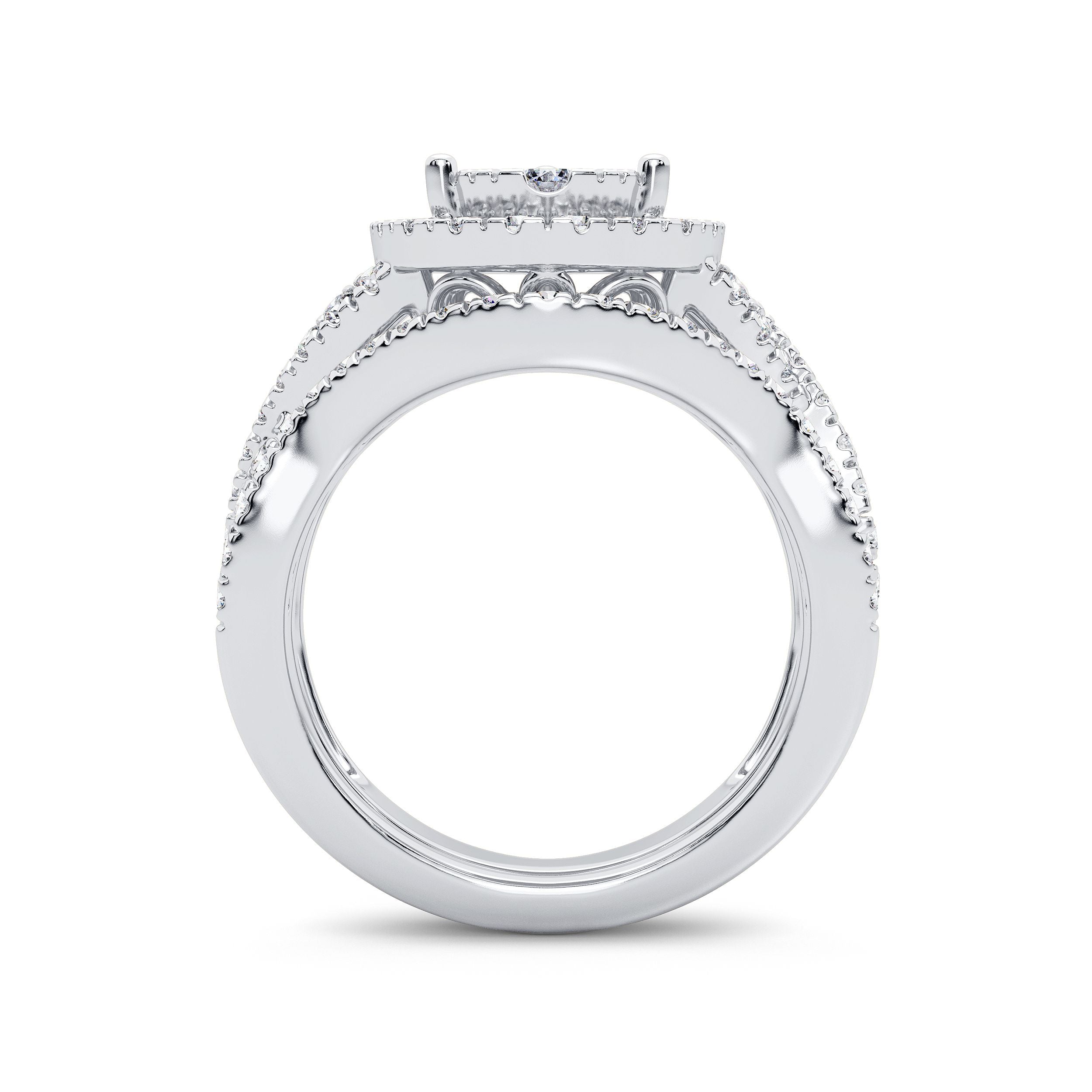 14K White Gold Exquisite 1.50Ct Diamond Bridal Ring