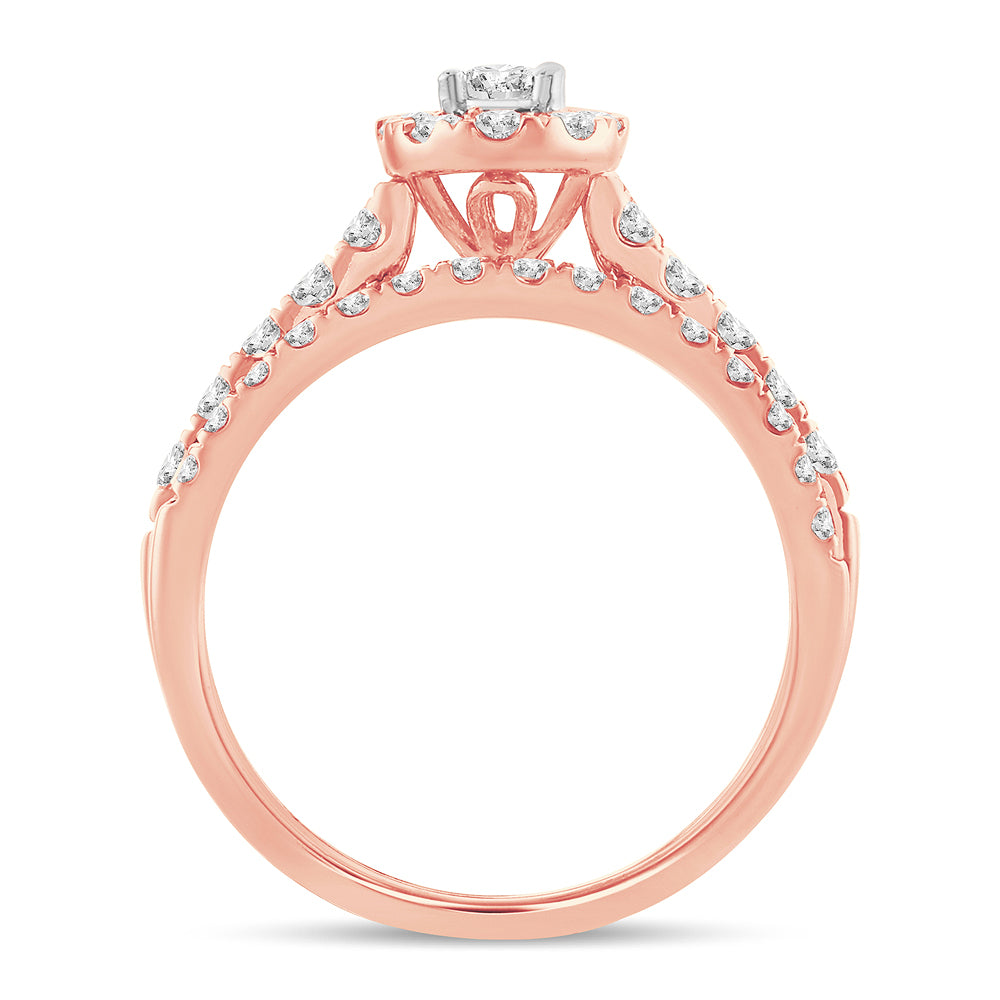 14K Rose Gold Elegant 1.00Ct Fancy Cut Bridal Ring