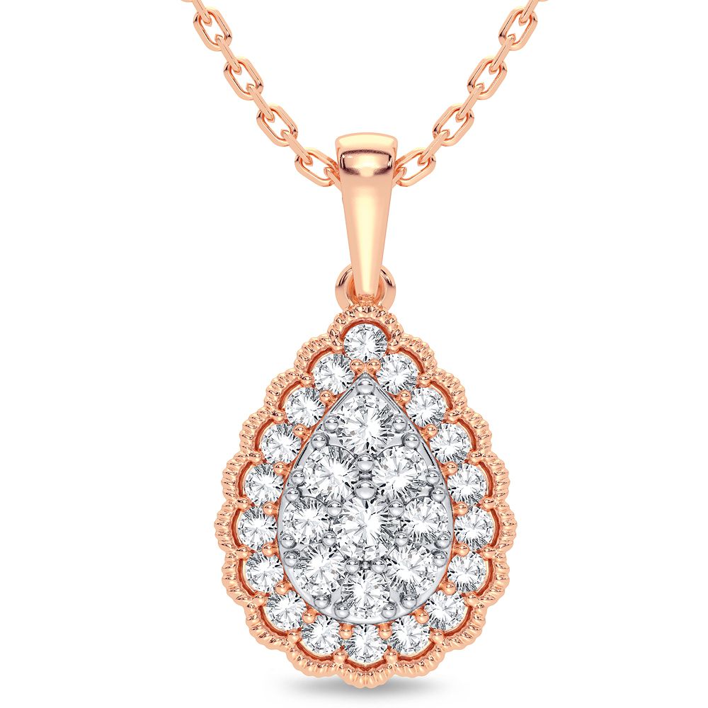 14K Rose Gold Elegant 0.33Ct Diamond Pendant