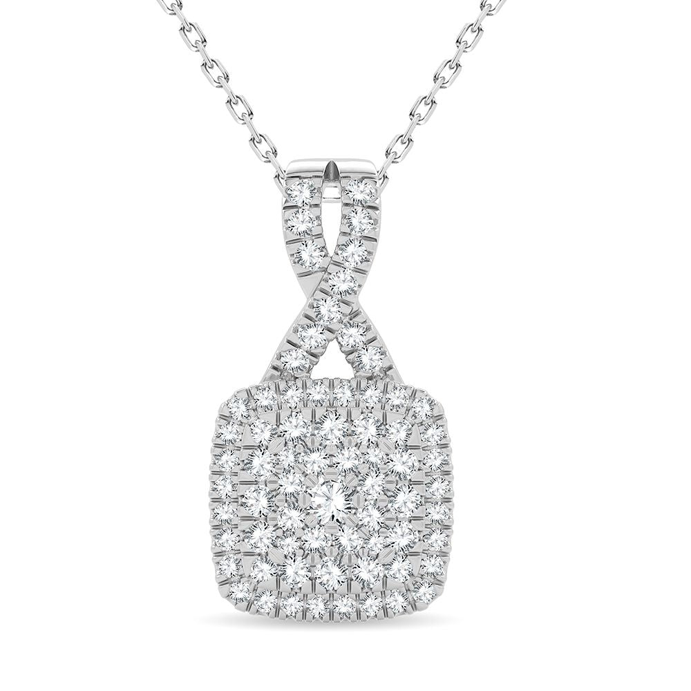 14K White Gold Elegant 0.50Ct Diamond Pendant