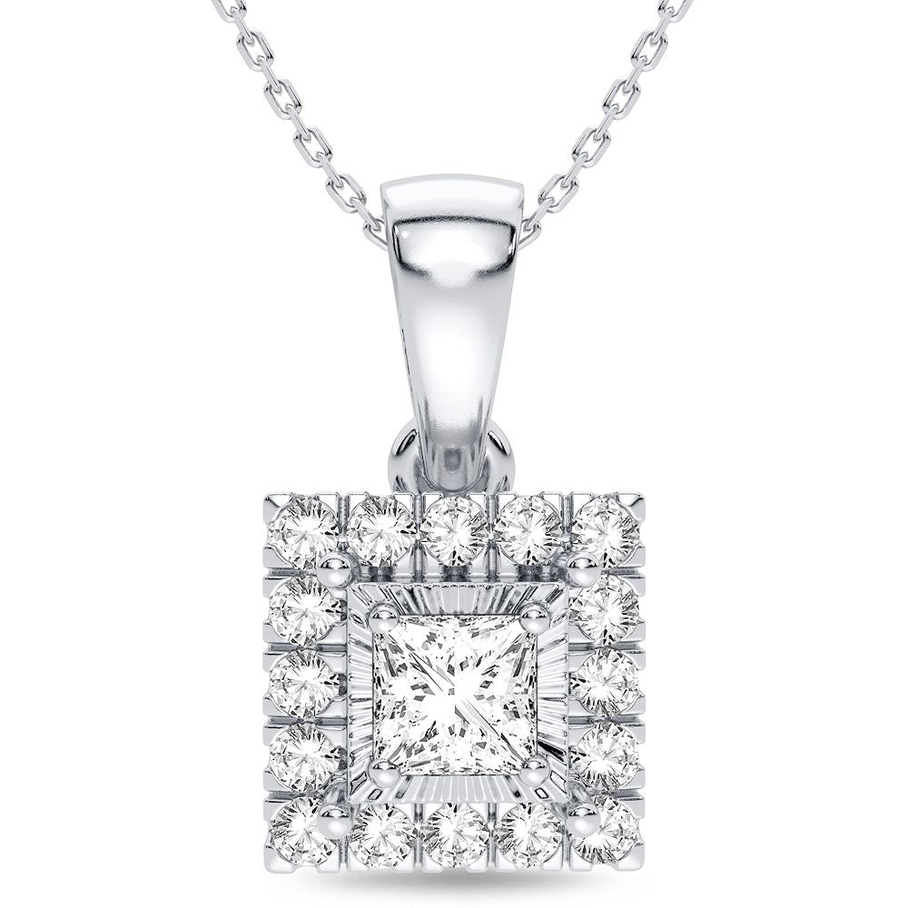 14K White Gold Dazzling 0.25Ct Diamond Pendant