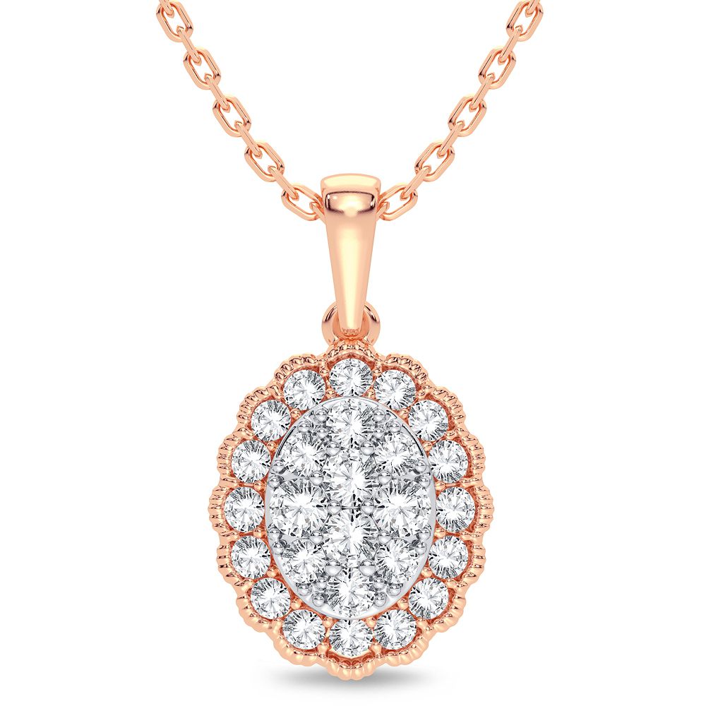 14K Rose Gold Dazzling 0.33Ct Diamond Pendant