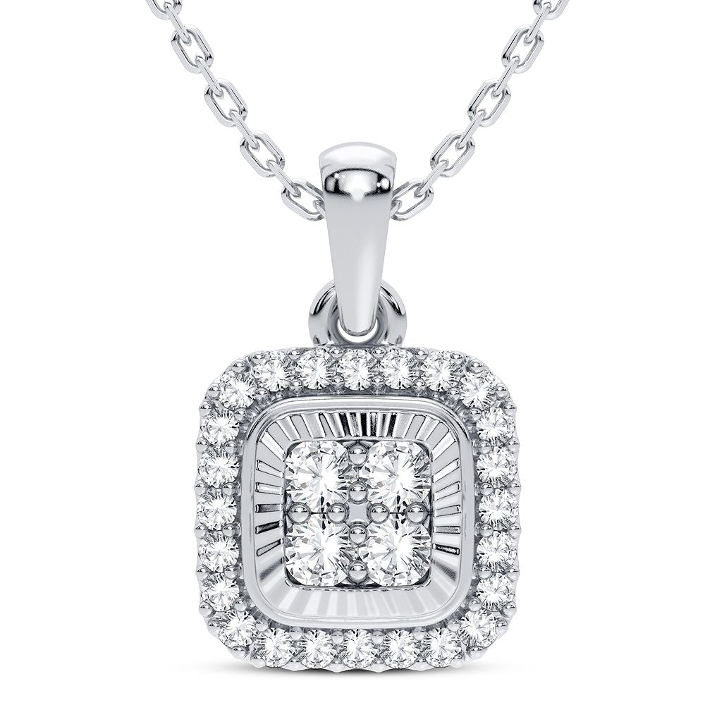 14K White Gold Dazzling 0.25Ct Diamond Pendant