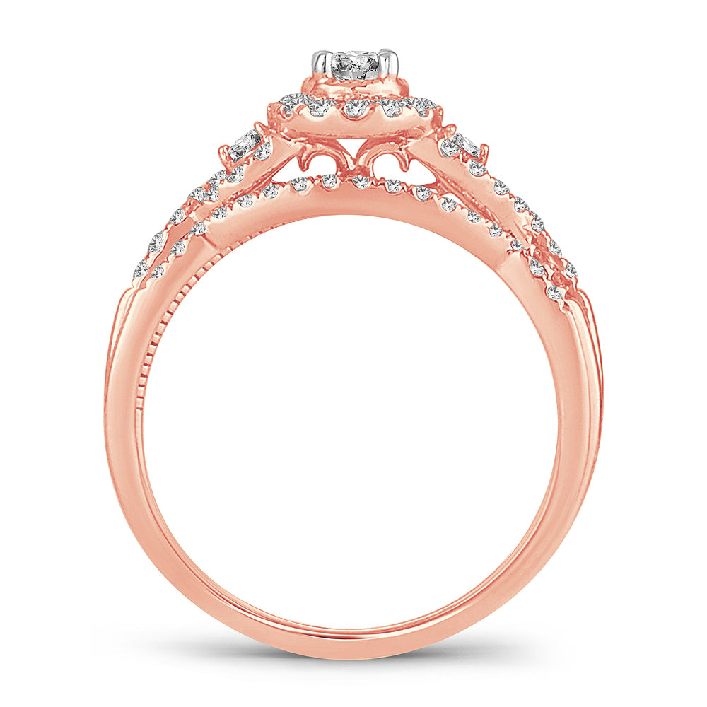 14K Rose Gold Dazzling 0.51Ct Diamond Bridal Ring