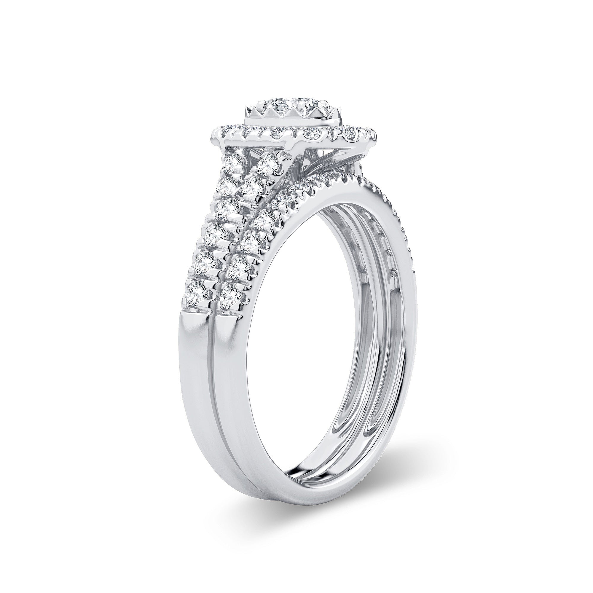 14K White Gold Magnifcnet 1.00Ct Diamond Bridal Ring