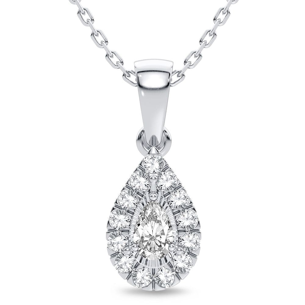 14K White Gold Dazzling 0.25Ct Diamond Pendant