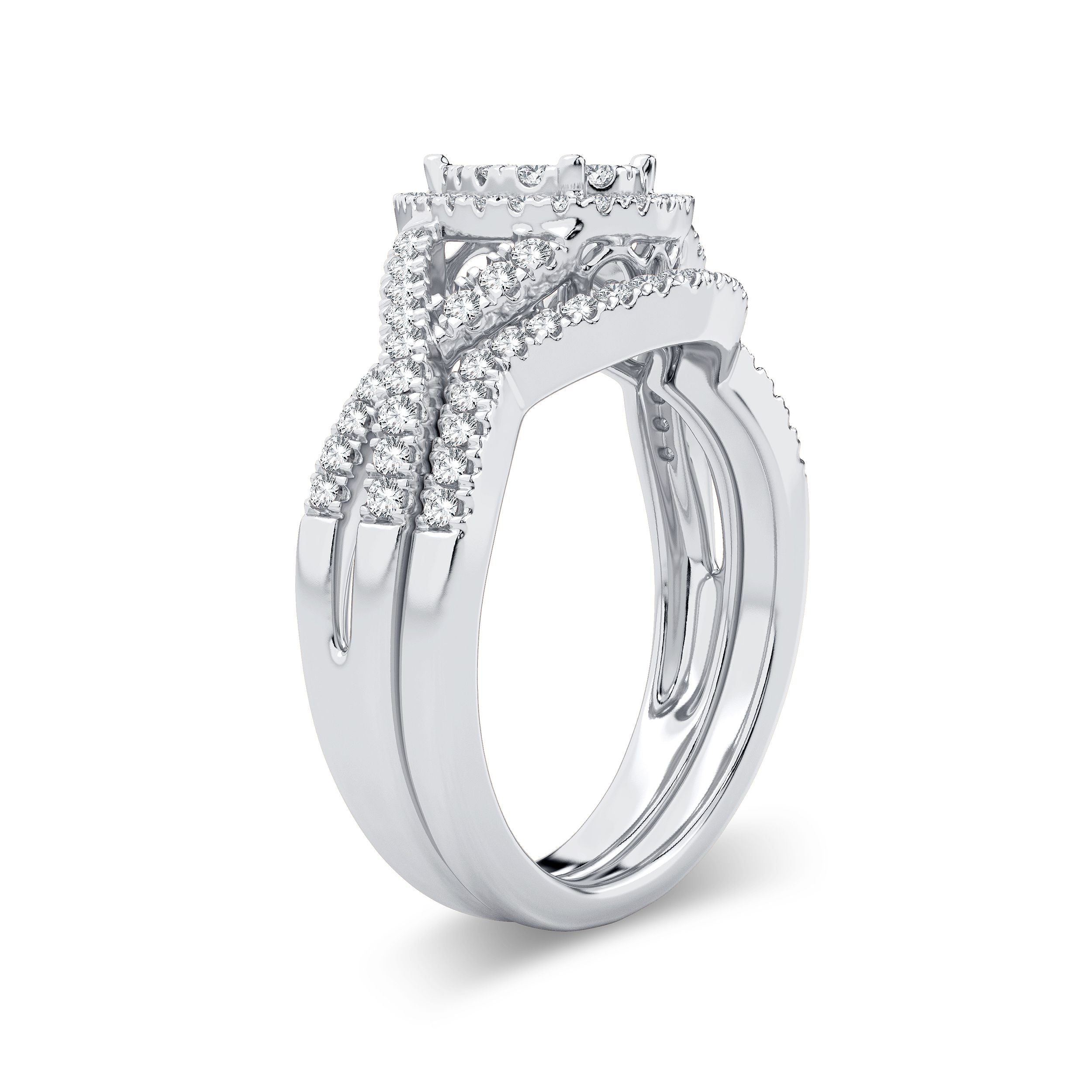 14K White Gold Elegant 0.50Ct Diamond Bridal Ring