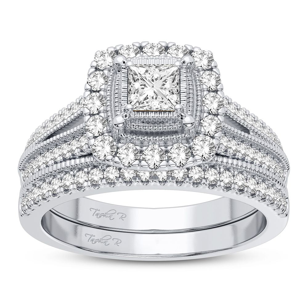 14K White Gold Elegant 0.62Ct Diamond Bridal Ring