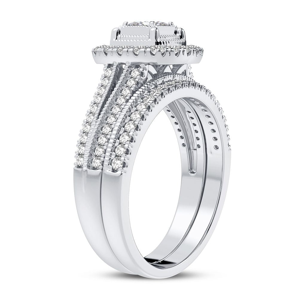 14K White Gold Elegant 0.62Ct Diamond Bridal Ring