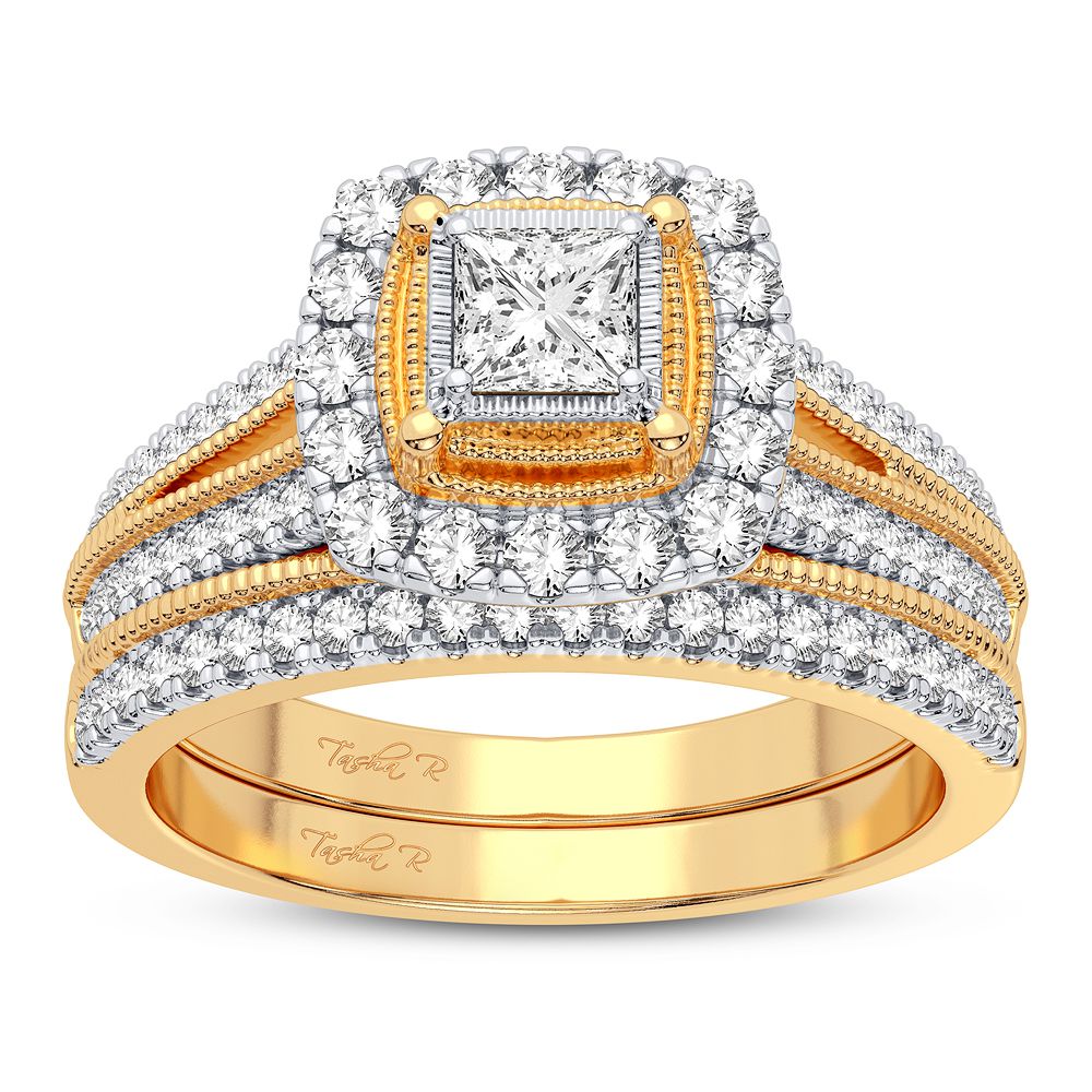 14K Yellow Gold Dazzling 0.62Ct Diamond Bridal Ring