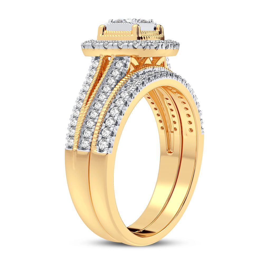 14K Yellow Gold Dazzling 0.62Ct Diamond Bridal Ring