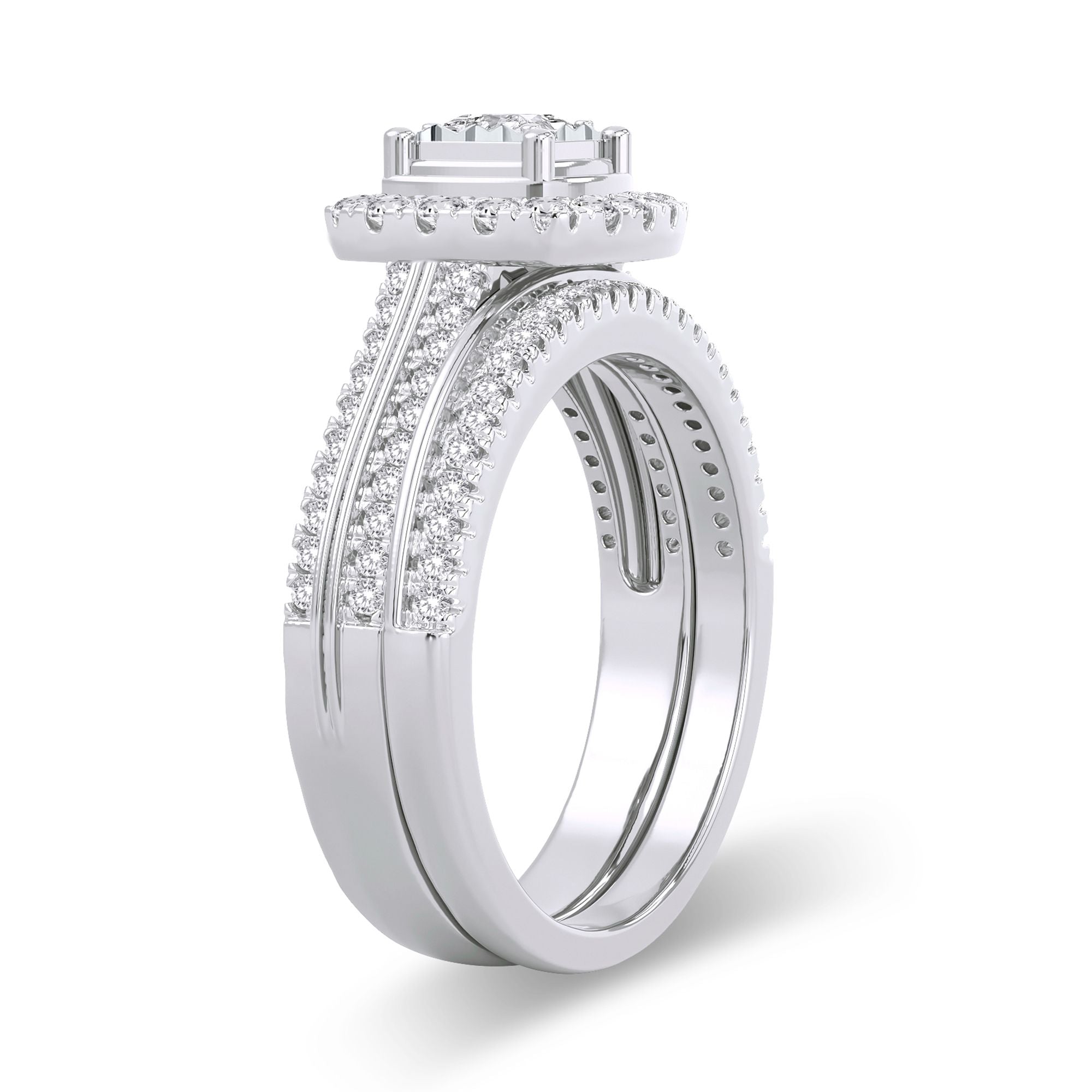 14K White Gold Magnifcnet 0.64Ct Diamond Bridal Ring