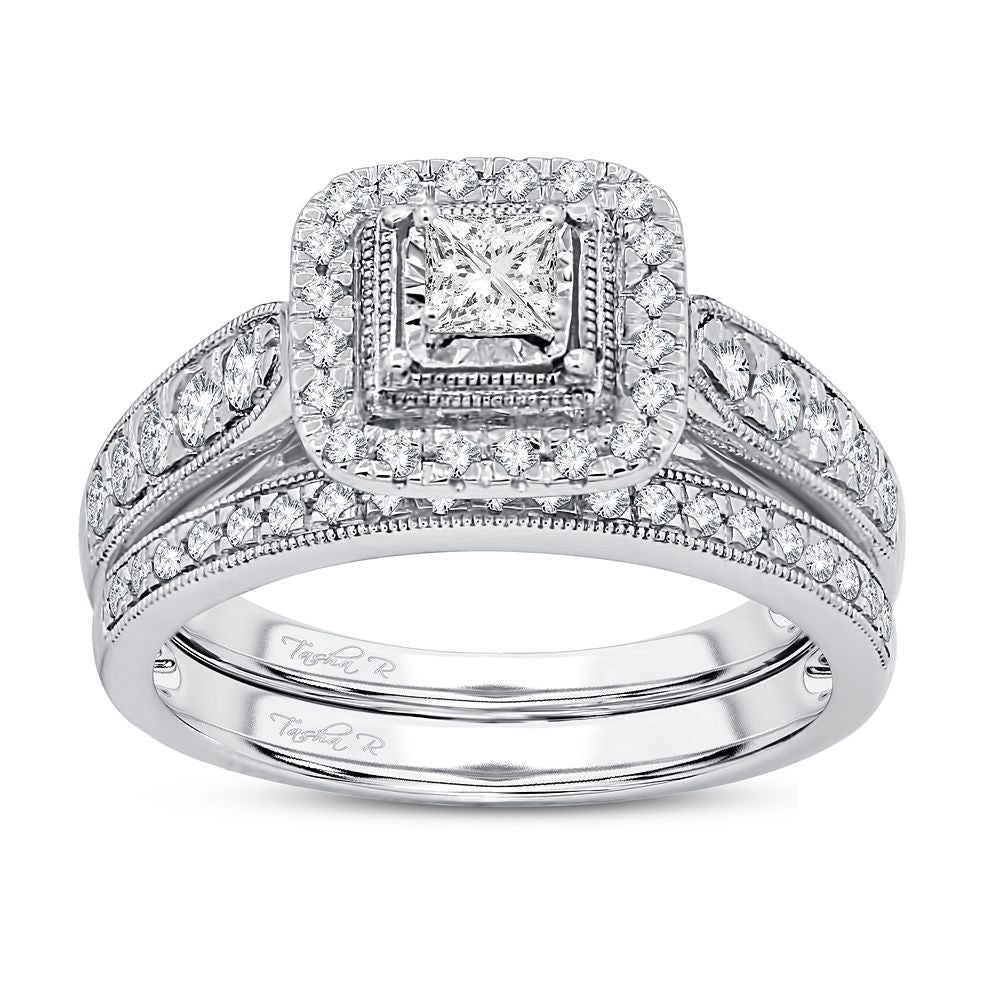 14K White Gold Elegant 0.75Ct Diamond Bridal Ring