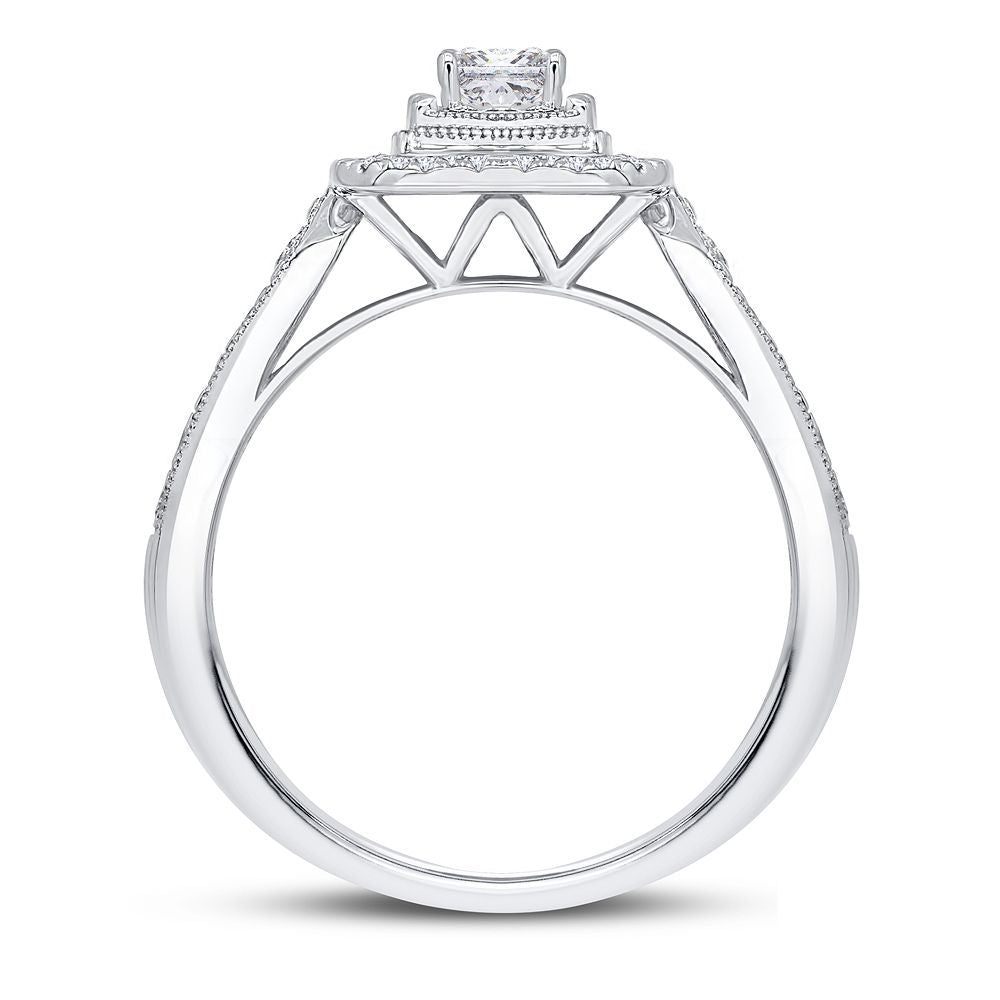 14K White Gold Elegant 0.75Ct Diamond Bridal Ring