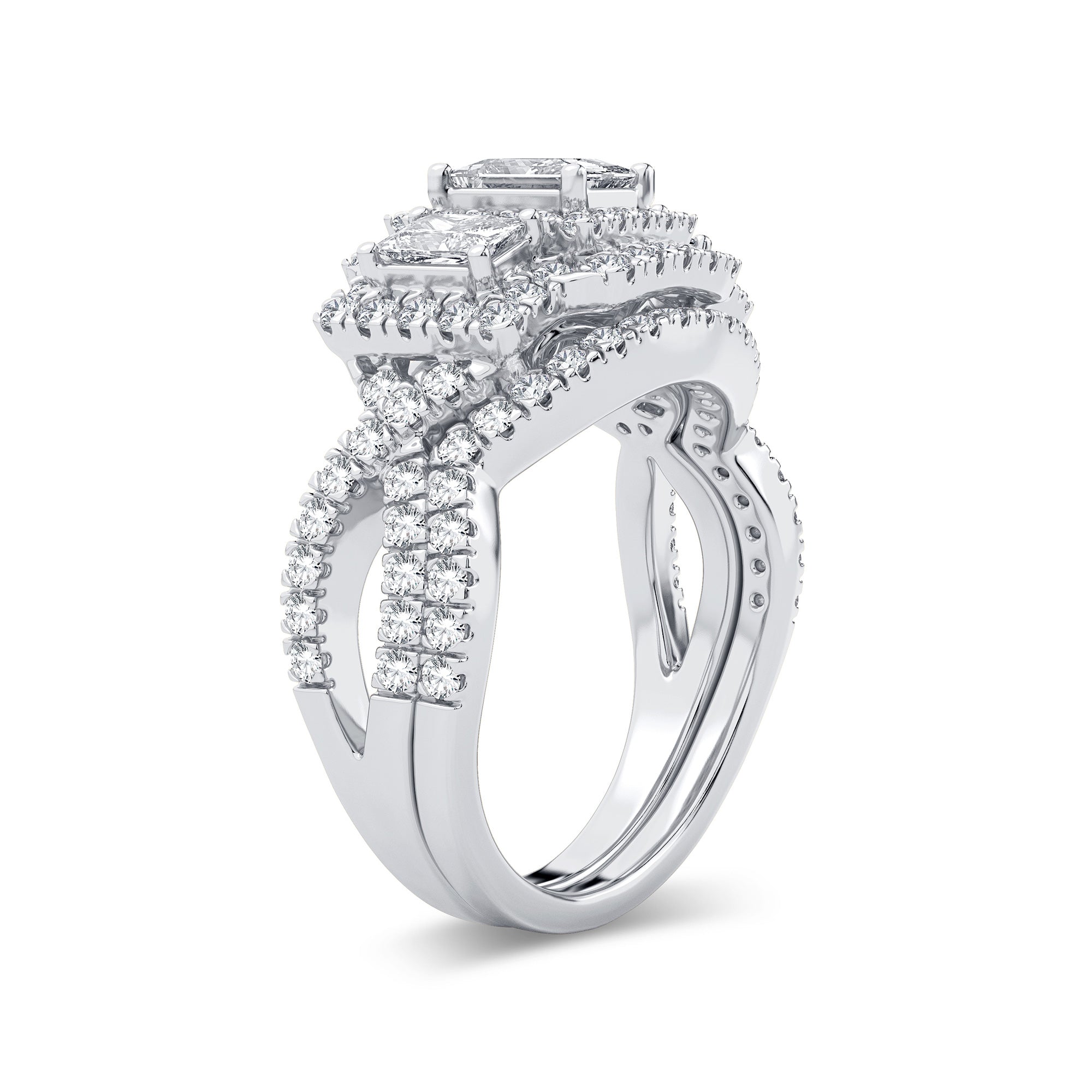 14K White Gold Elegant 2.00Ct Diamond Bridal Ring