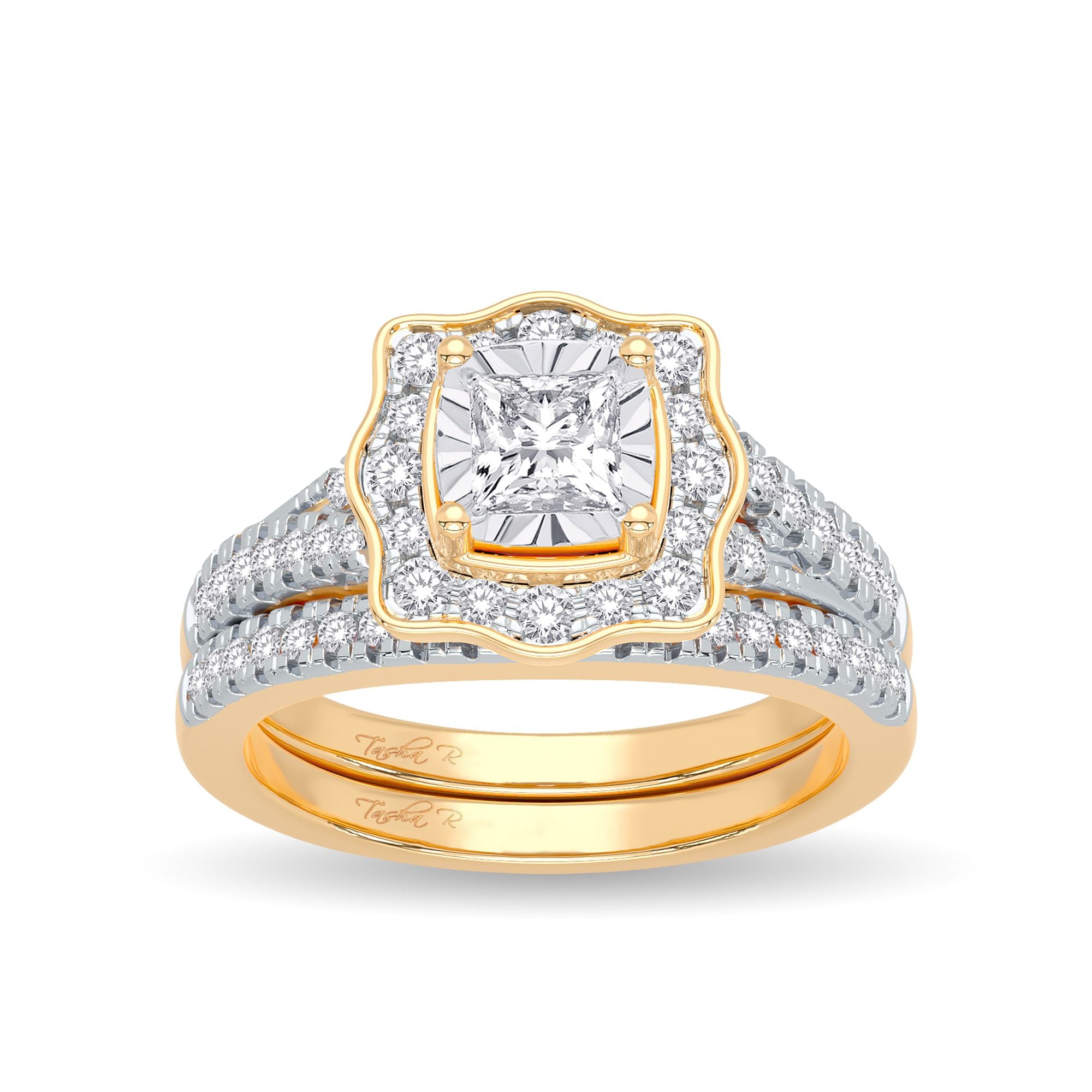 14K Yellow Gold Magnifcnet 0.62Ct Diamond Bridal Ring