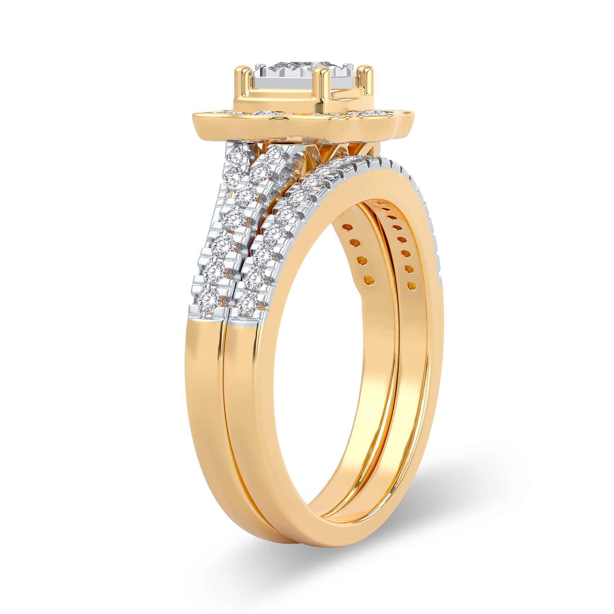 14K Yellow Gold Magnifcnet 0.62Ct Diamond Bridal Ring