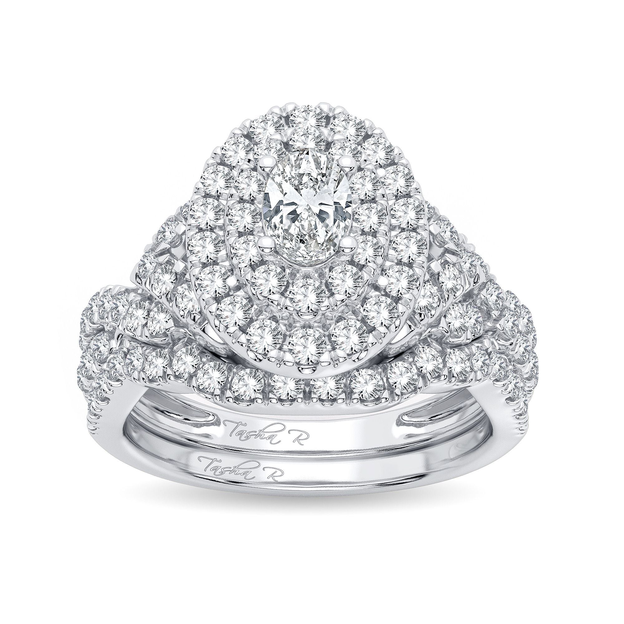 14K White Gold Exquisite 1.82Ct Diamond Bridal Ring