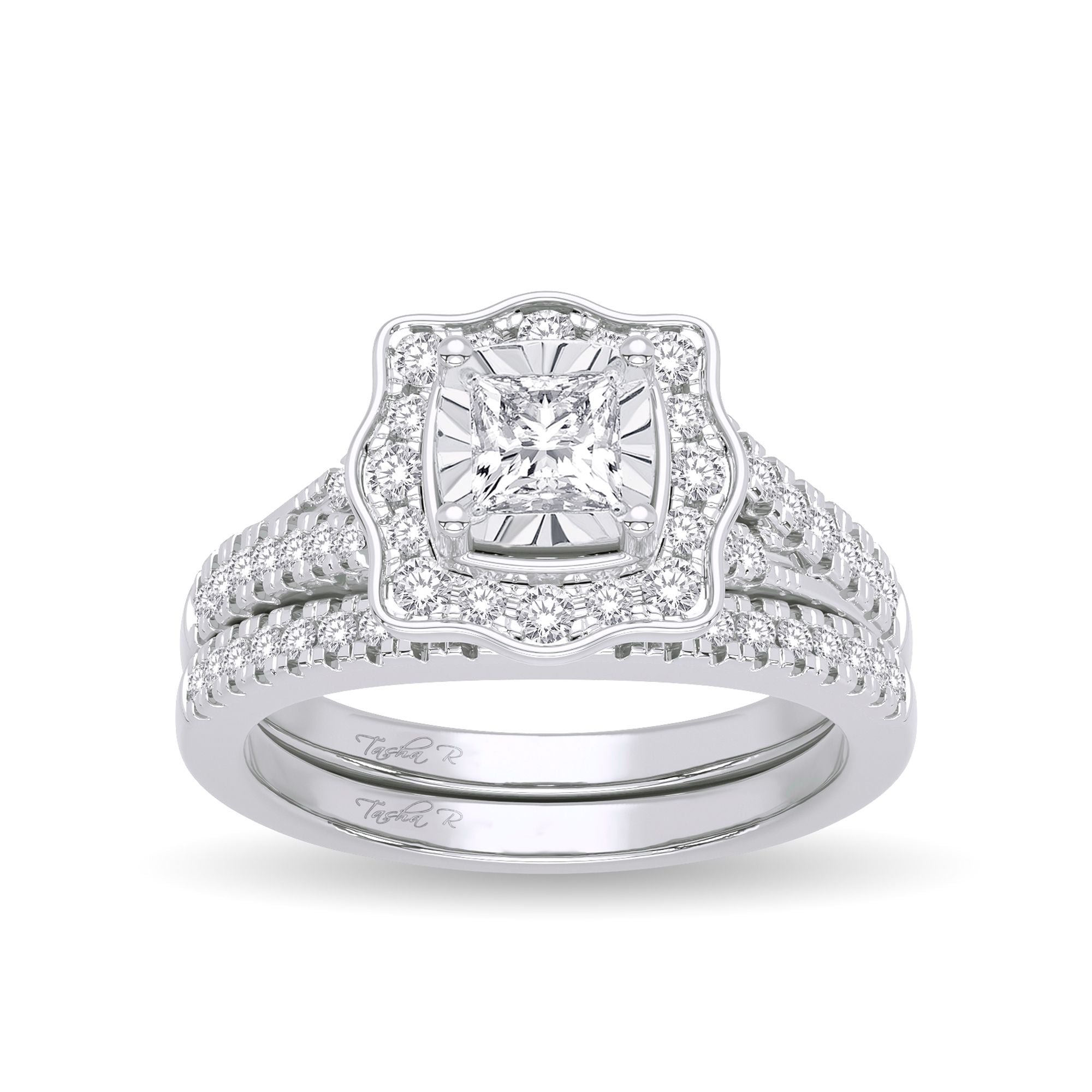 14K White Gold Beautiful 0.62Ct Diamond Bridal Ring