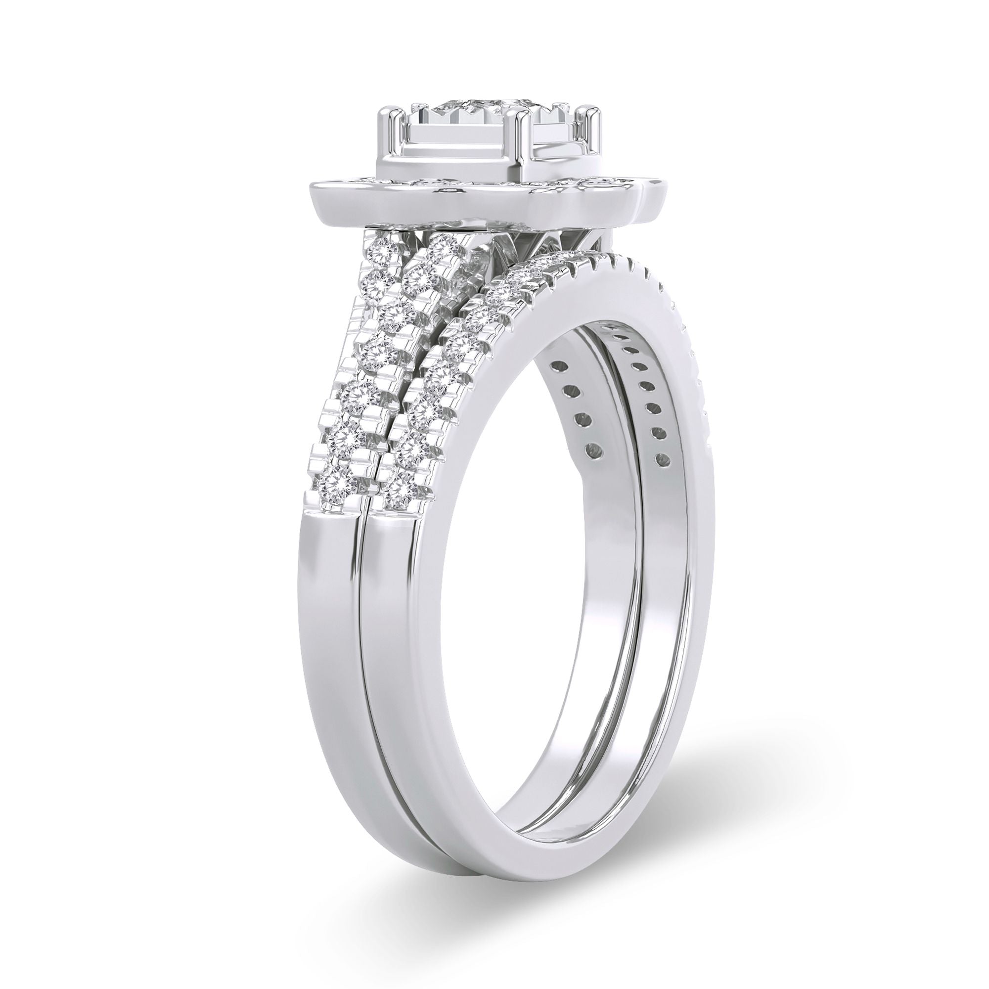 14K White Gold Beautiful 0.62Ct Diamond Bridal Ring