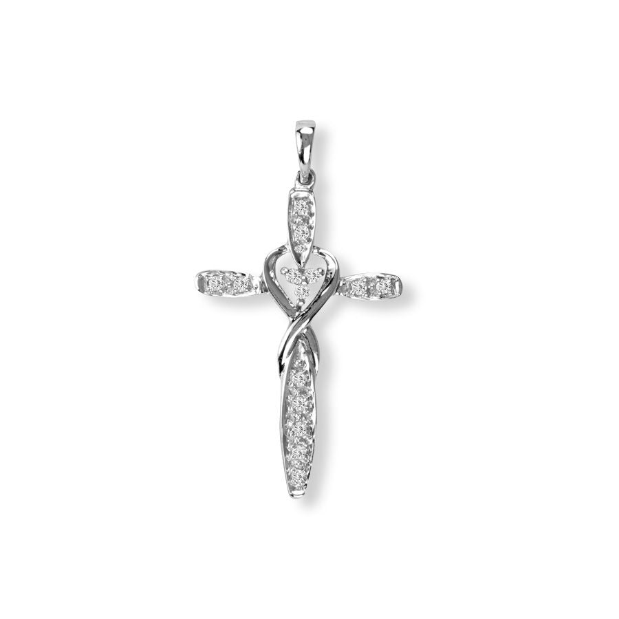 14K White Gold Elegant 0.10Ct Diamond Pendant