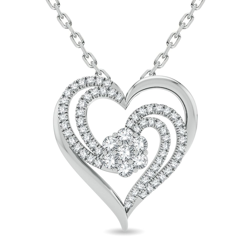 14K White Gold Elegant 0.50Ct Diamond Pendant