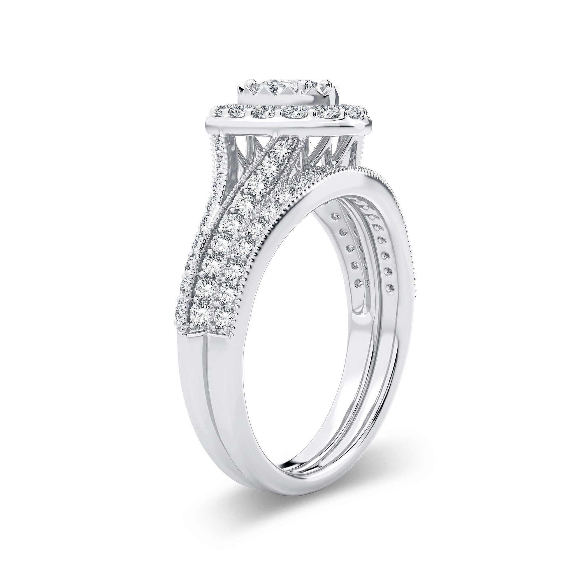 14K White Gold Elegant 1.00Ct Diamond Bridal Ring