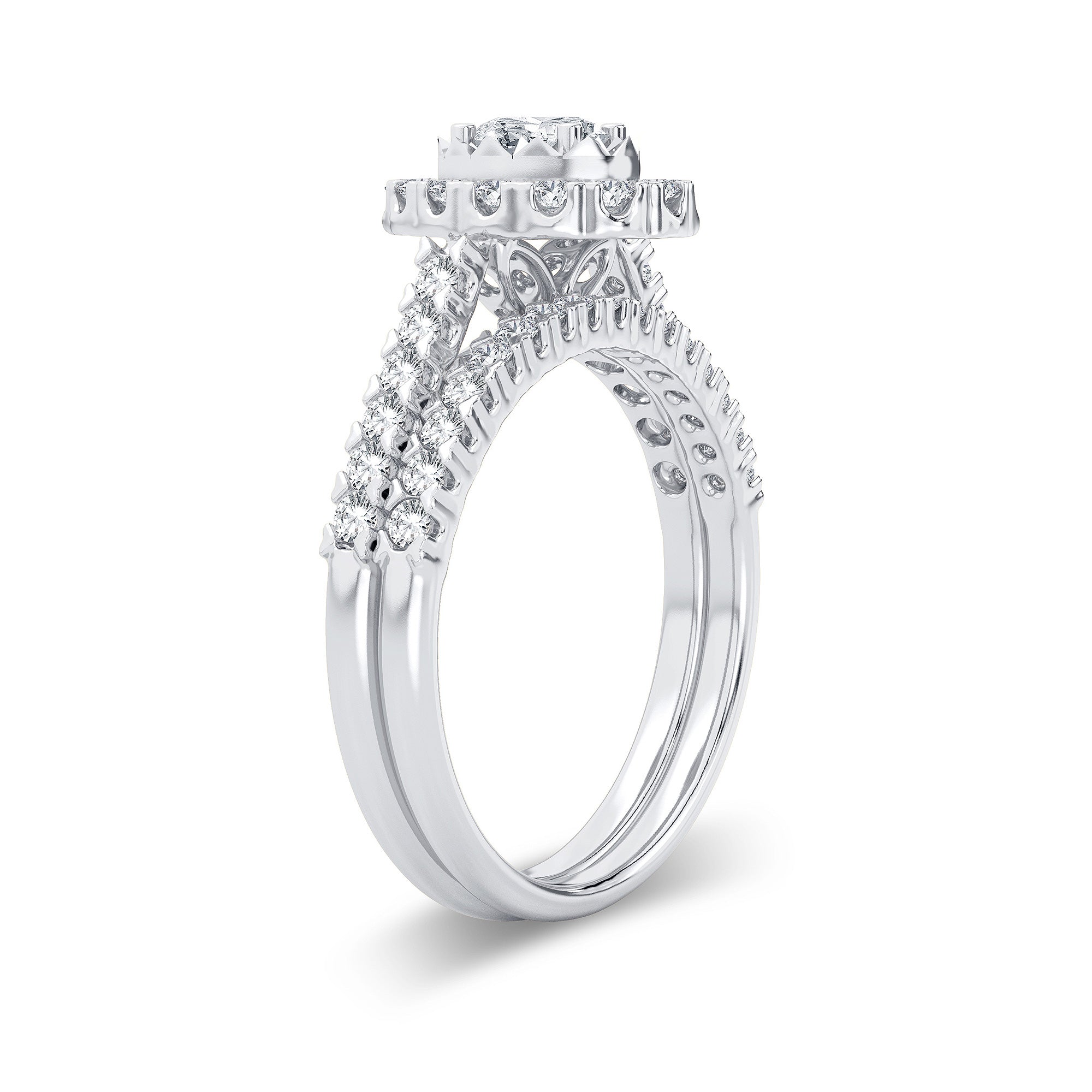 14K White Gold Magnifcnet 1.00Ct Diamond Bridal Ring