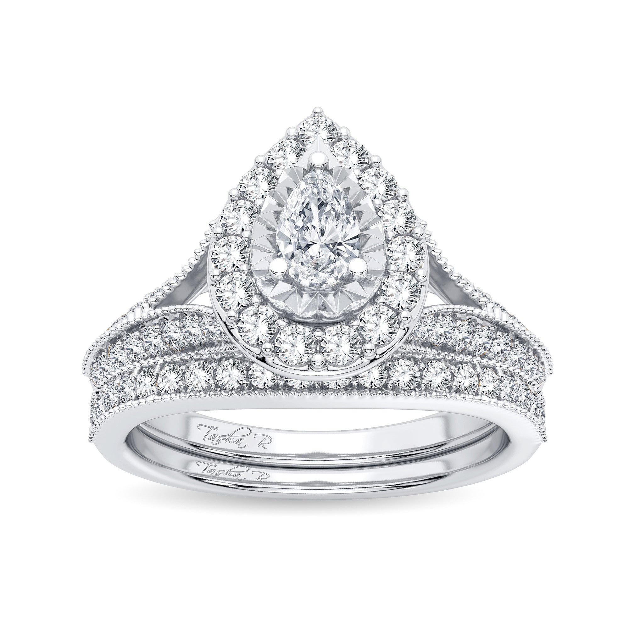 14K White Gold Dazzling 0.96Ct Diamond Bridal Ring