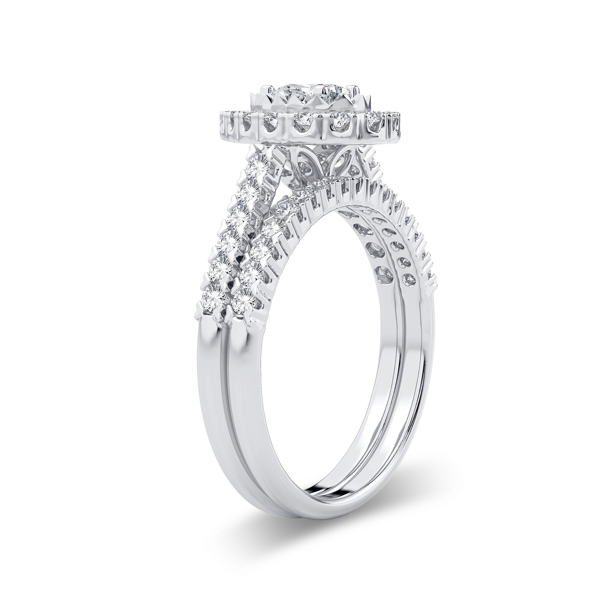 14K White Gold Exquisite 1.05Ct Diamond Bridal Ring