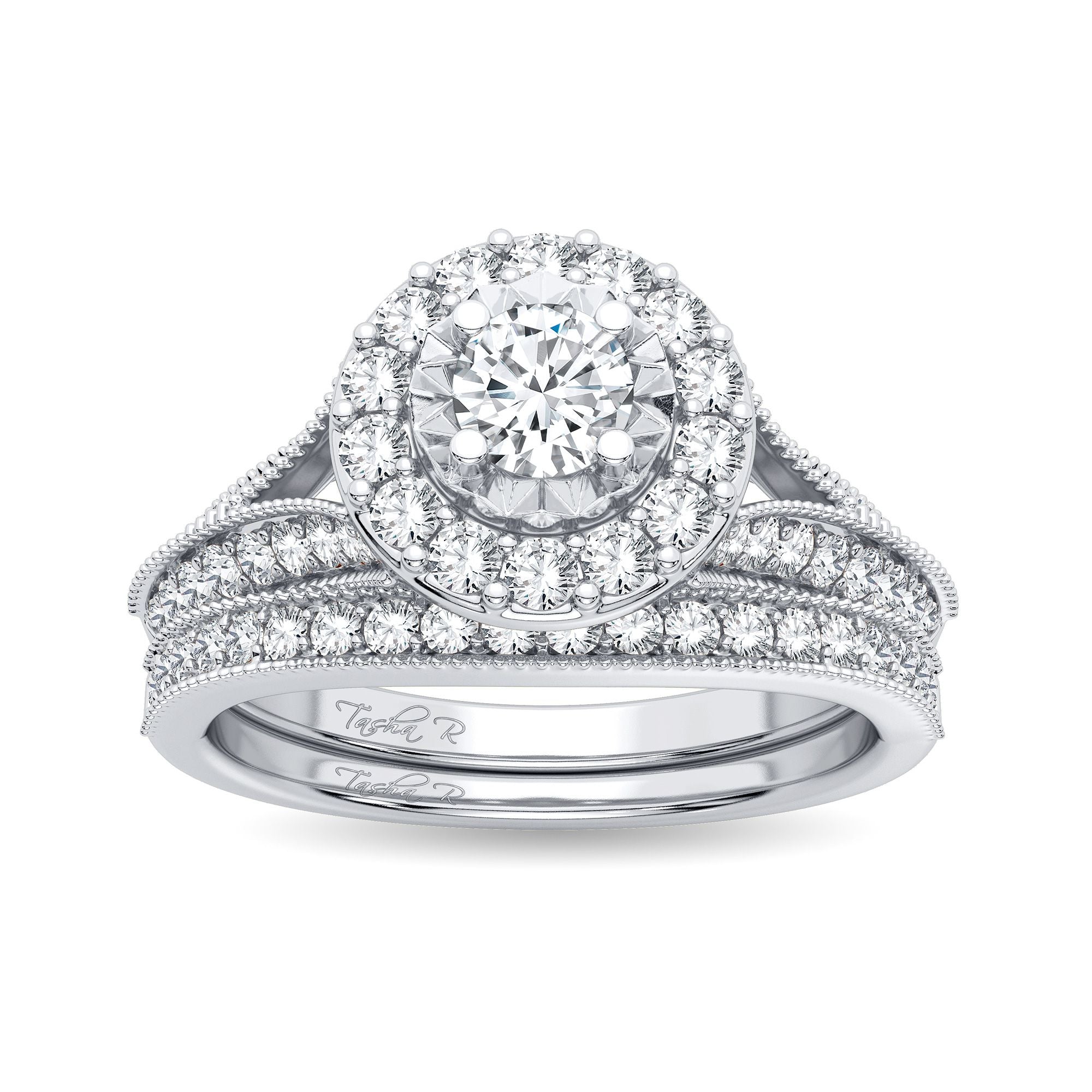 14K White Gold Gorgeous 1.00Ct Diamond Bridal Ring